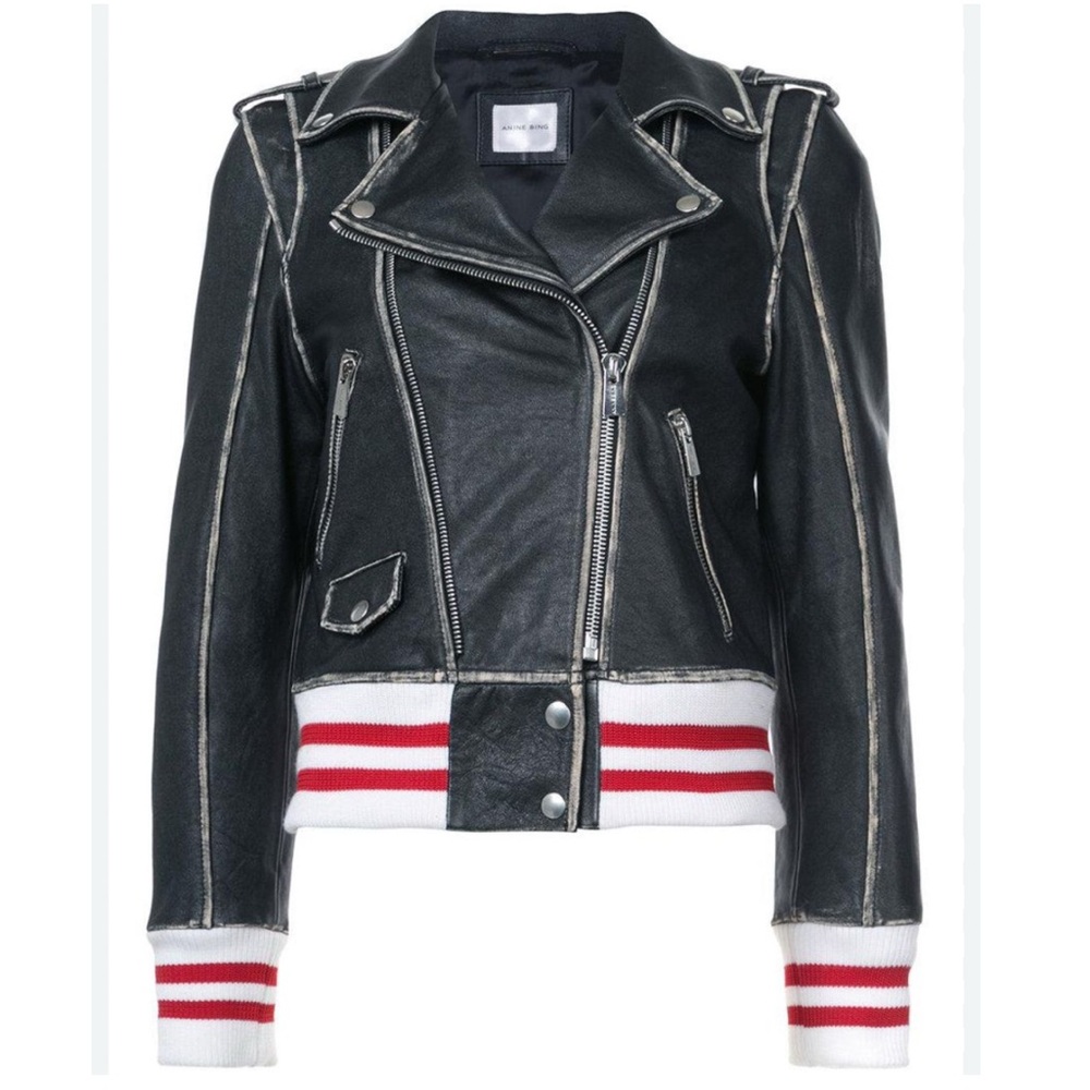 Anine Bing Quinlan Distressed Leather Moto Jacket